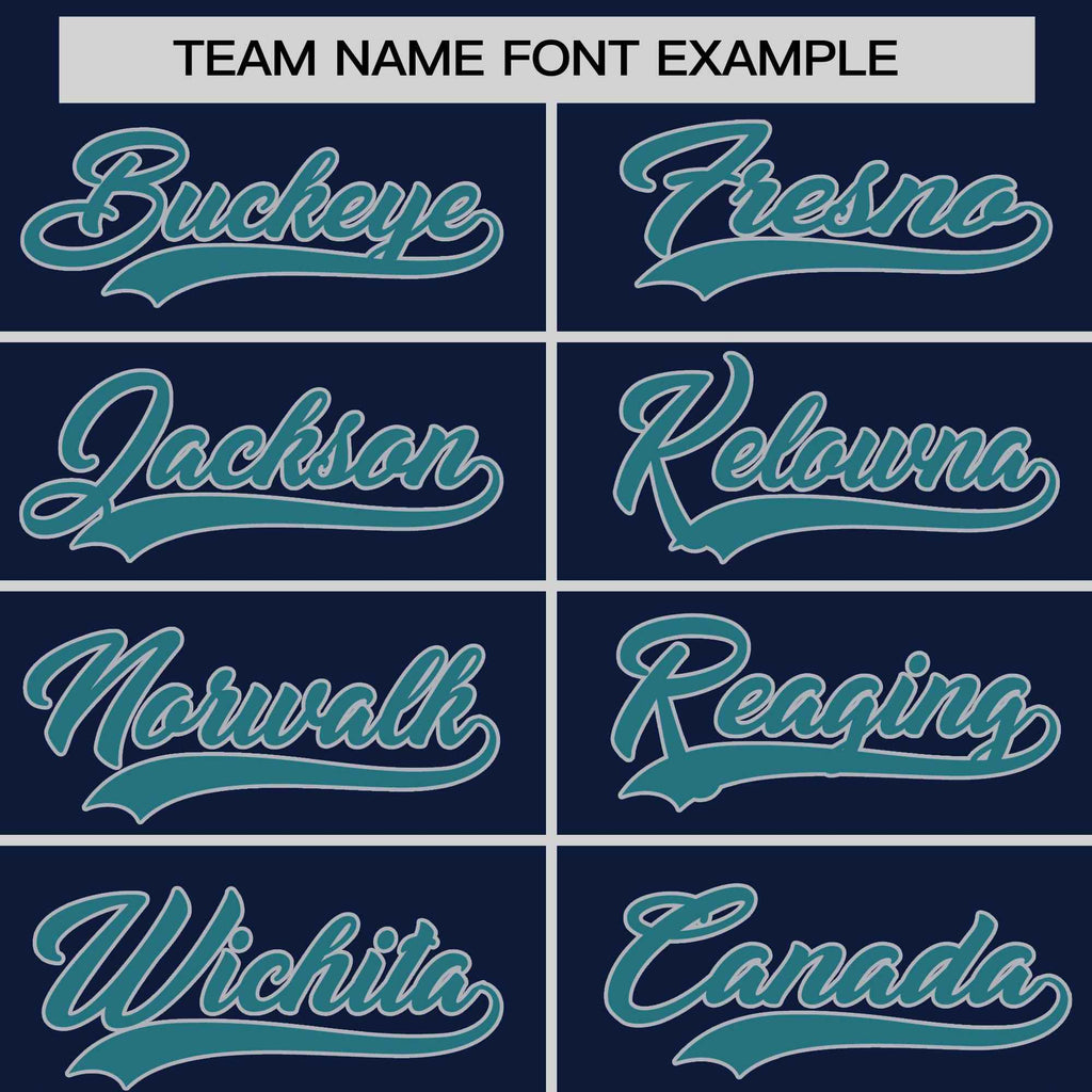 Custom Navy Aqua-Gray Stripe Fashion Raglan Sleeves Authentic Two-Button Softball Jersey