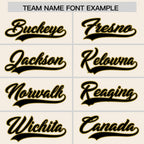 Custom Cream Black-Old Gold Stripe Fashion Raglan Sleeves Authentic Two-Button Softball Jersey