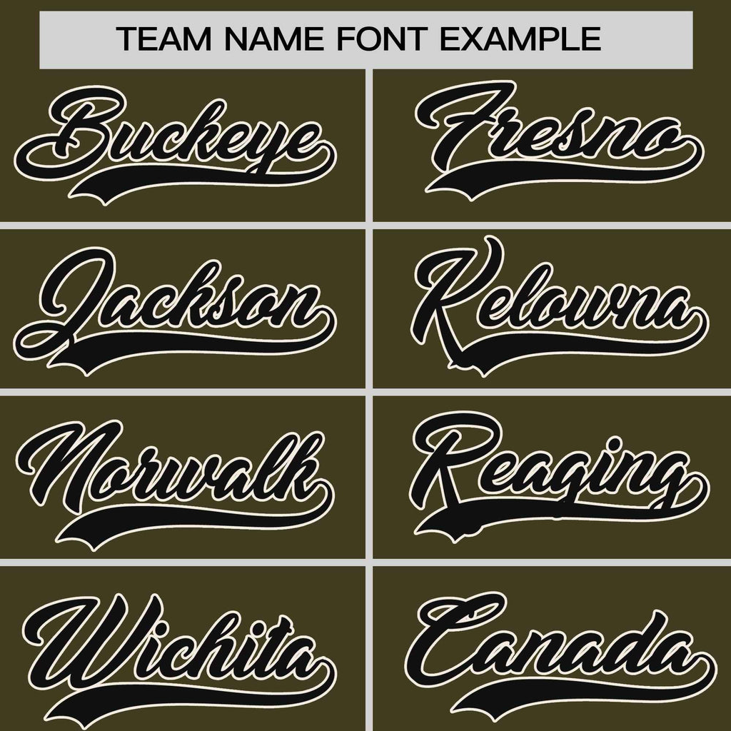 Custom Olive Black-Cream Stripe Fashion Raglan Sleeves Authentic Two-Button Softball Jersey