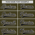 Custom Olive Black-Cream Stripe Fashion Raglan Sleeves Authentic Two-Button Softball Jersey