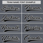 Custom Dark Gray Black-Gray Stripe Fashion Raglan Sleeves Authentic Two-Button Softball Jersey
