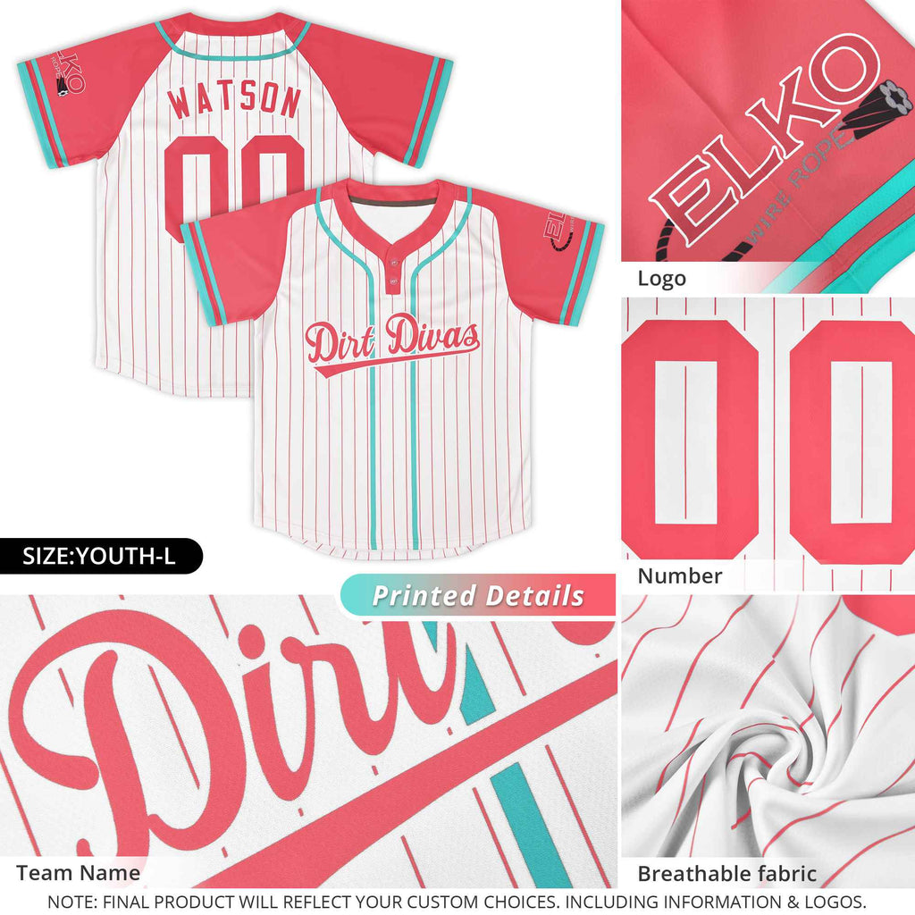 Custom Red Black-White Stripe Fashion Raglan Sleeves Authentic Two-Button Softball Jersey