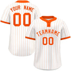 Custom White Orange Stripe Fashion Authentic Two-Button Softball Jersey