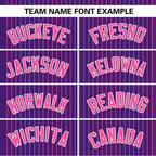 Custom Purple Pink Stripe Fashion Authentic Two-Button Softball Jersey