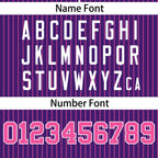 Custom Purple Pink Stripe Fashion Authentic Two-Button Softball Jersey