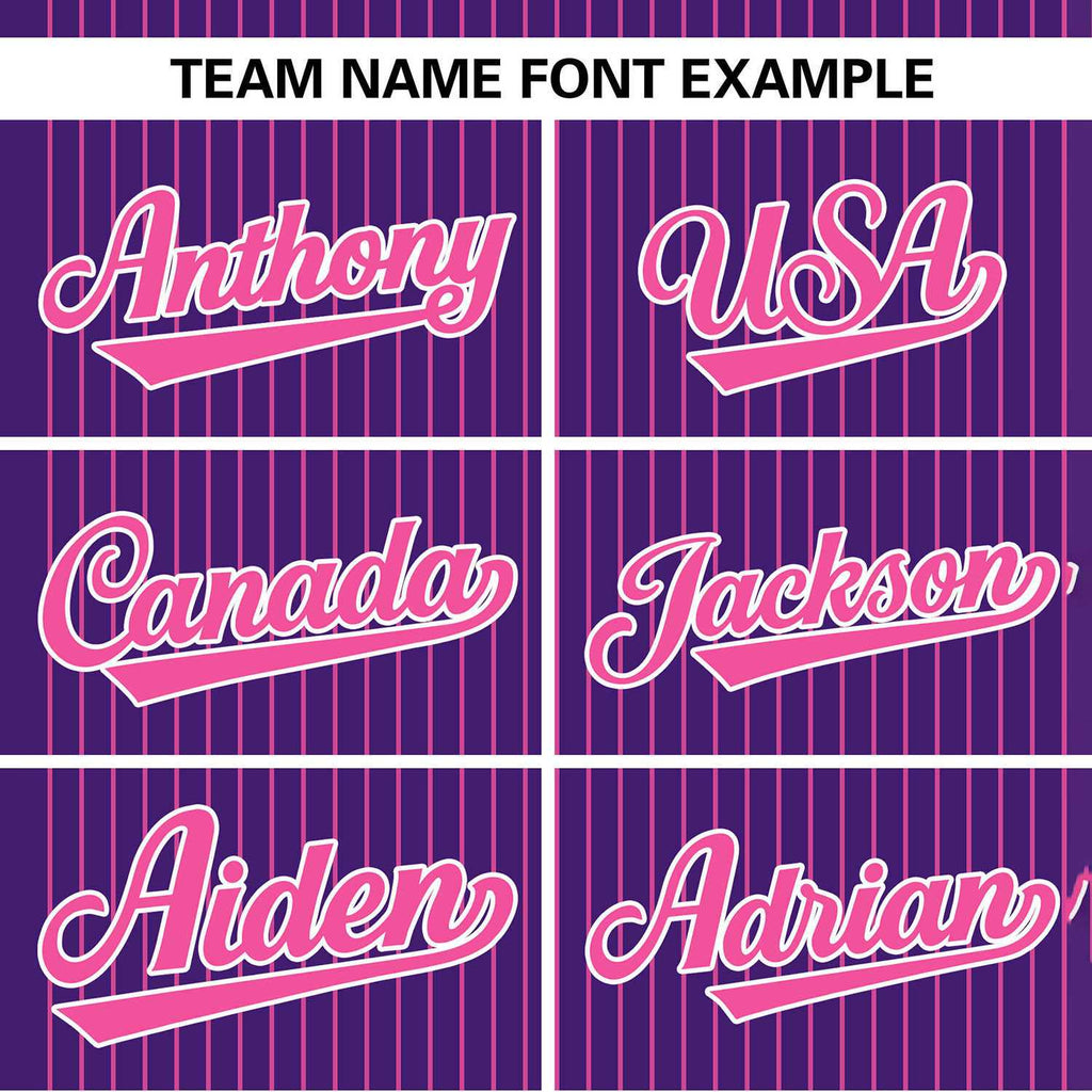 Custom Purple Pink Stripe Fashion Authentic Two-Button Softball Jersey