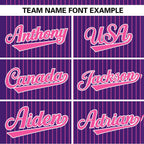 Custom Purple Pink Stripe Fashion Authentic Two-Button Softball Jersey