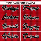 Custom Red Black Stripe Fashion Authentic Two-Button Softball Jersey