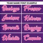 Custom Purple Pink Stripe Fashion Authentic Two-Button Softball Jersey