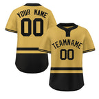 Custom Gold Black Color Block Personalized Authentic Two-Button Softball Jersey