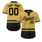 Custom Gold Black Color Block Personalized Authentic Two-Button Softball Jersey