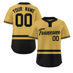 Custom Gold Black Color Block Personalized Authentic Two-Button Softball Jersey