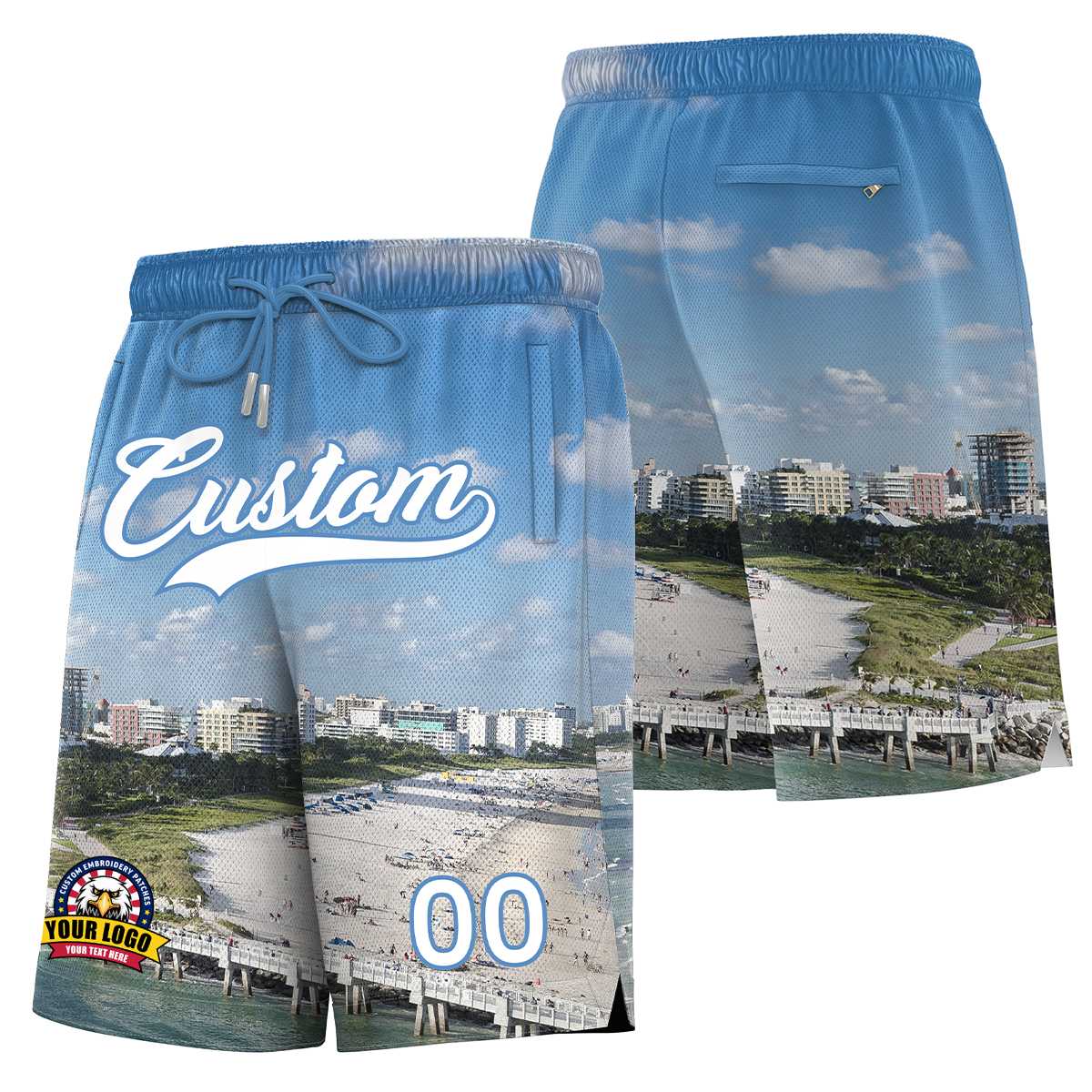 Custom Personalized Miami City Landscape Basketball Shorts Main image