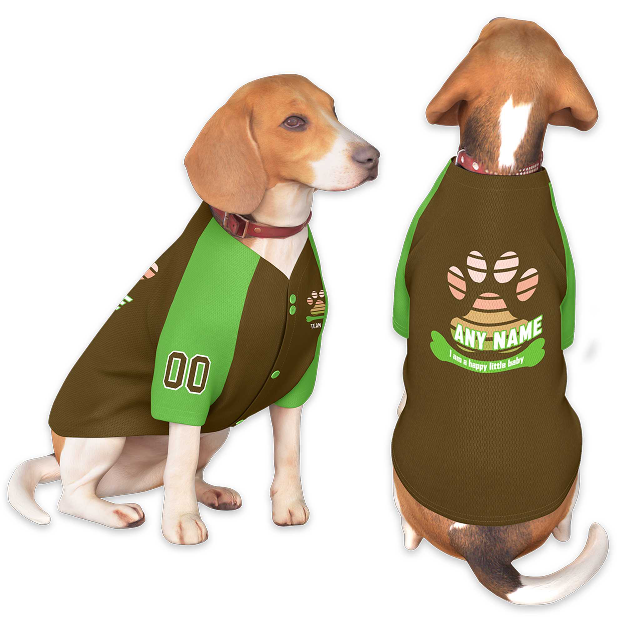 Custom Brown Kelly Green Raglan Sleeves Dog Jersey Main image