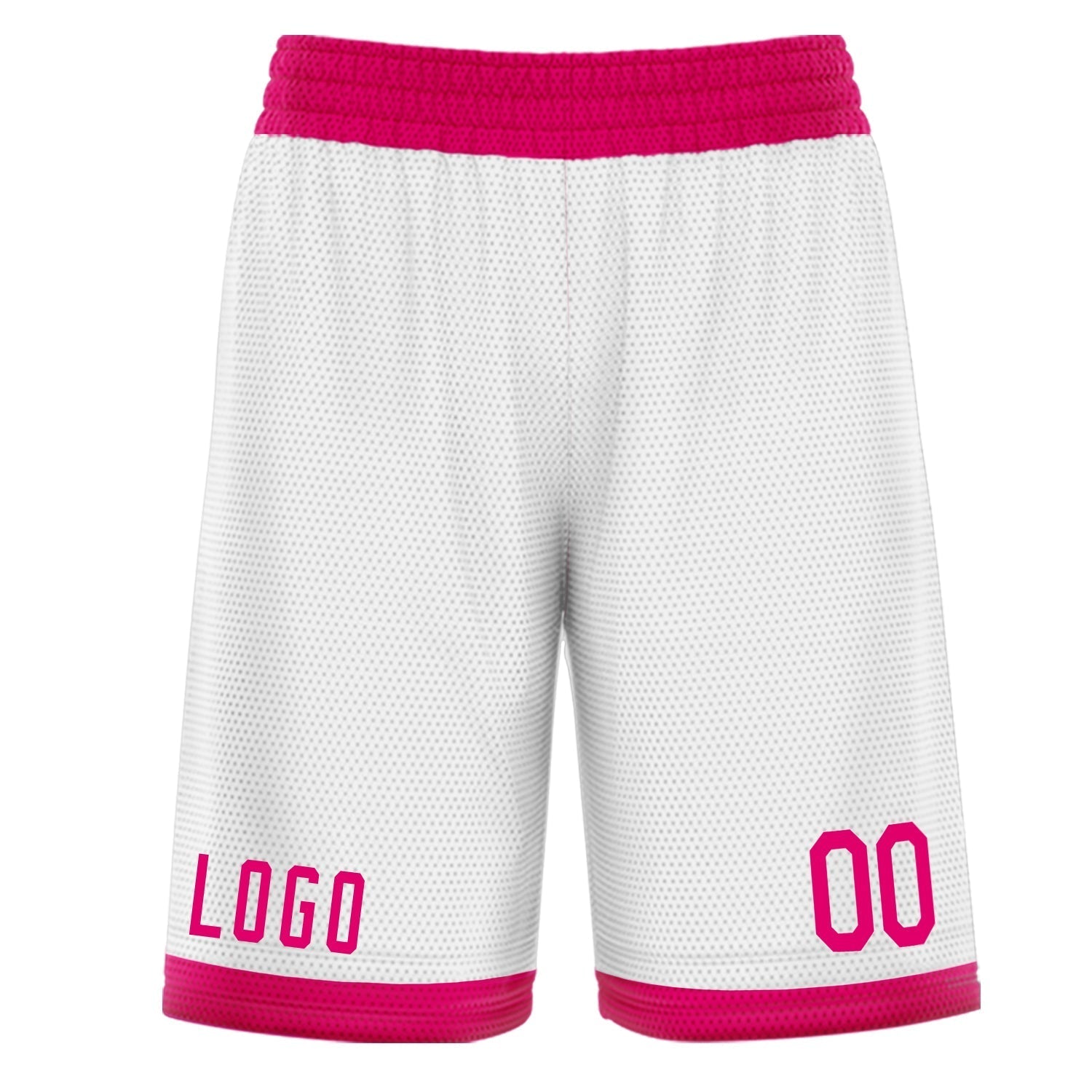Custom White Pink Basketball Shorts Main image