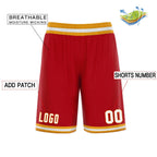 Custom Red Yellow White Basketball Shorts