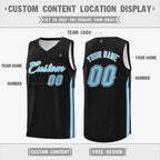 Custom Black Lt Blue Classic Tops Sport Game Basketball Jersey