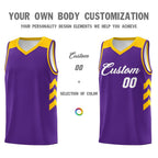 Custom Purple White-Yellow Classic Tops Mesh Sport Basketball Jersey
