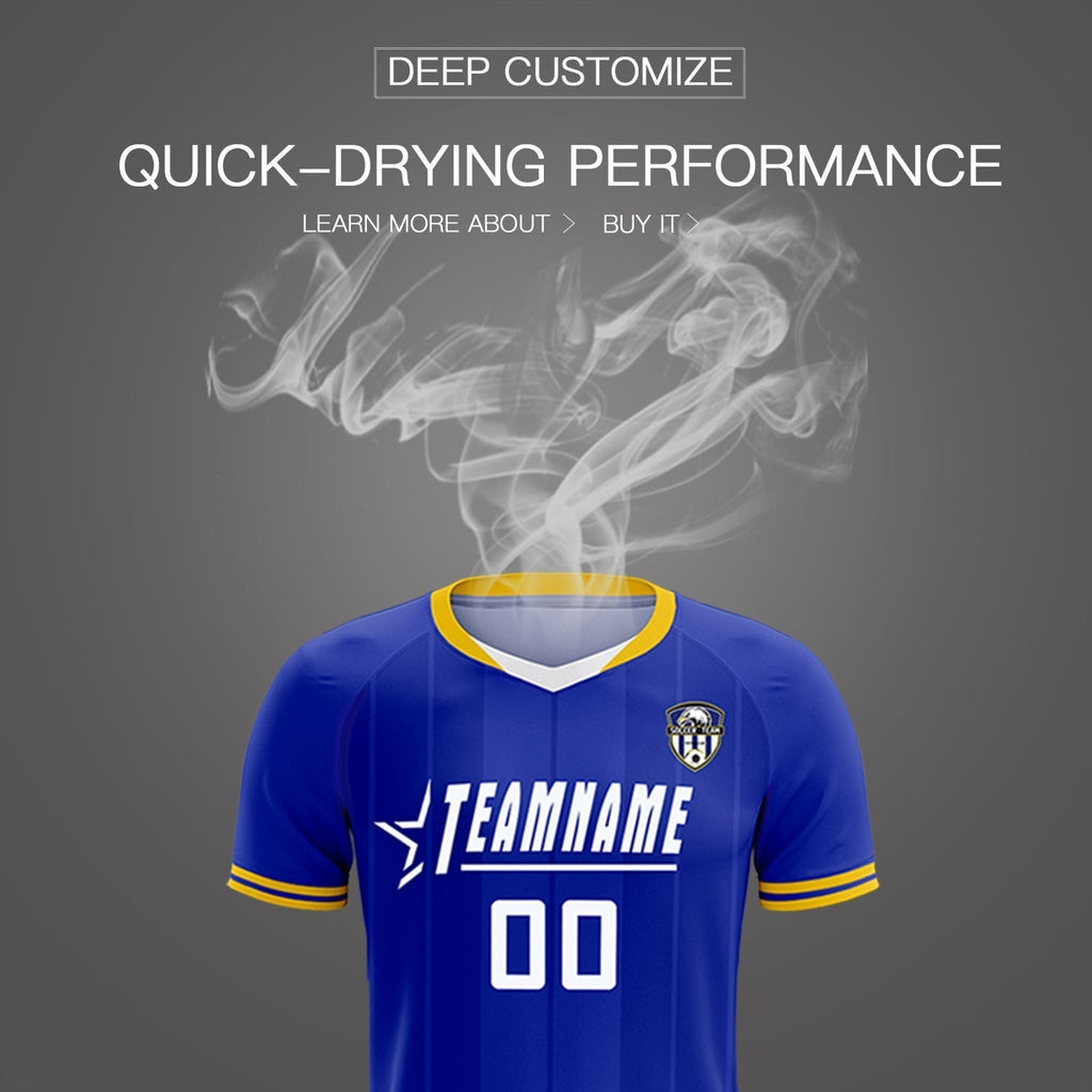 Custom Royal Classic Striped Personalized Soccer Tops/Sets Jersey