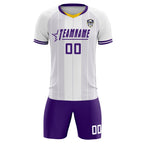 Custom White Classic Striped Personalized Soccer Tops/Sets Jersey