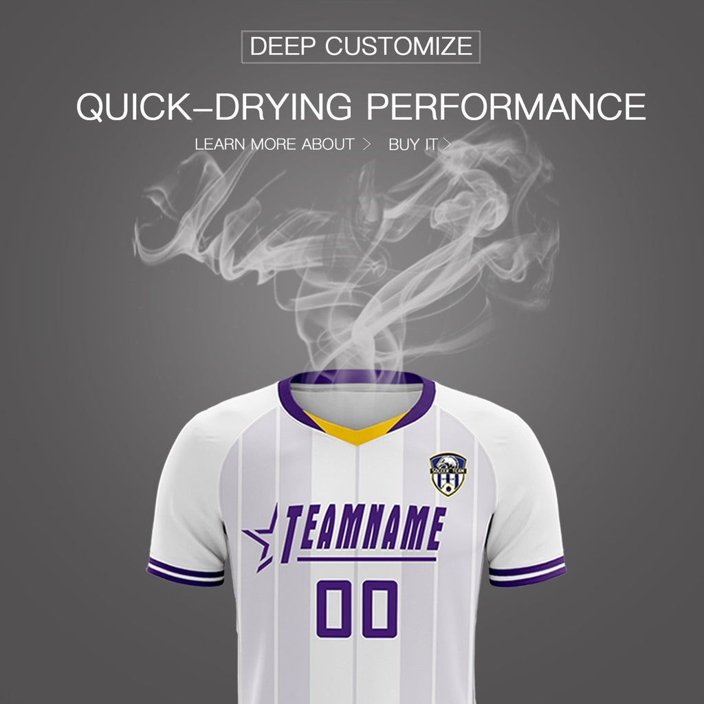 Custom White Classic Striped Personalized Soccer Tops/Sets Jersey