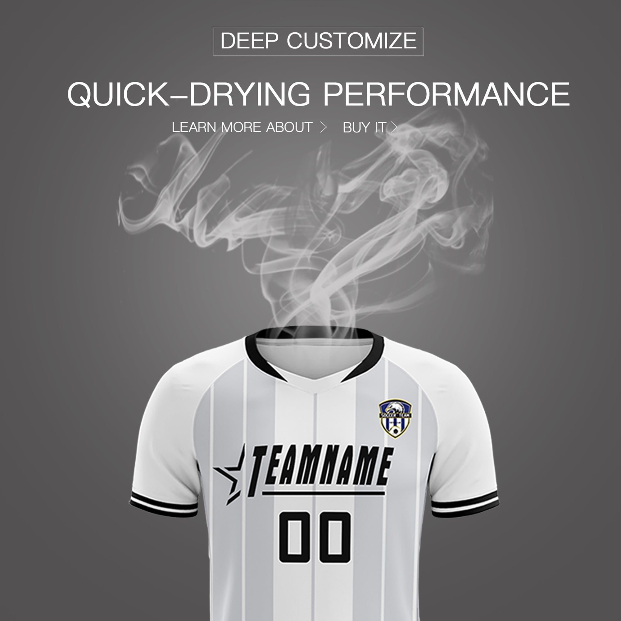 Custom White Classic Striped Personalized Soccer Tops/Sets Jersey