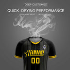 Custom Black Classic Striped Personalized Soccer Tops/Sets Jersey