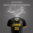 Custom Black Classic Striped Personalized Soccer Tops/Sets Jersey