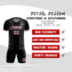 Custom Black Classic Striped Personalized Soccer Tops/Sets Jersey