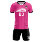 Custom Pink Classic Striped Personalized Soccer Tops/Sets Jersey