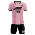 Custom Light Pink Classic Striped Personalized Soccer Tops/Sets Jersey