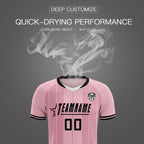 Custom Light Pink Classic Striped Personalized Soccer Tops/Sets Jersey