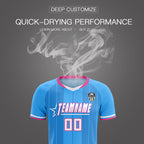 Custom Powder Blue Classic Striped Personalized Soccer Tops/Sets Jersey