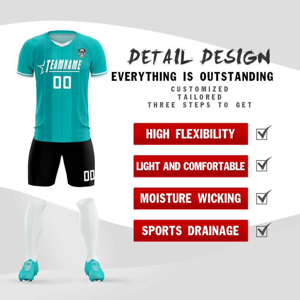 Custom Green Classic Striped Personalized Soccer Tops/Sets Jersey