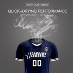 Custom Navy Classic Striped Personalized Soccer Tops/Sets Jersey
