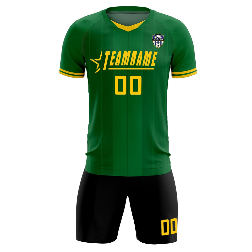 Custom Kelly Green Classic Striped Personalized Soccer Tops/Sets Jersey