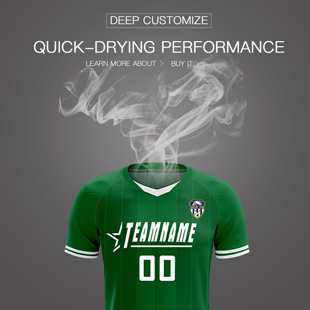 Custom Kelly Green Classic Striped Personalized Soccer Tops/Sets Jersey