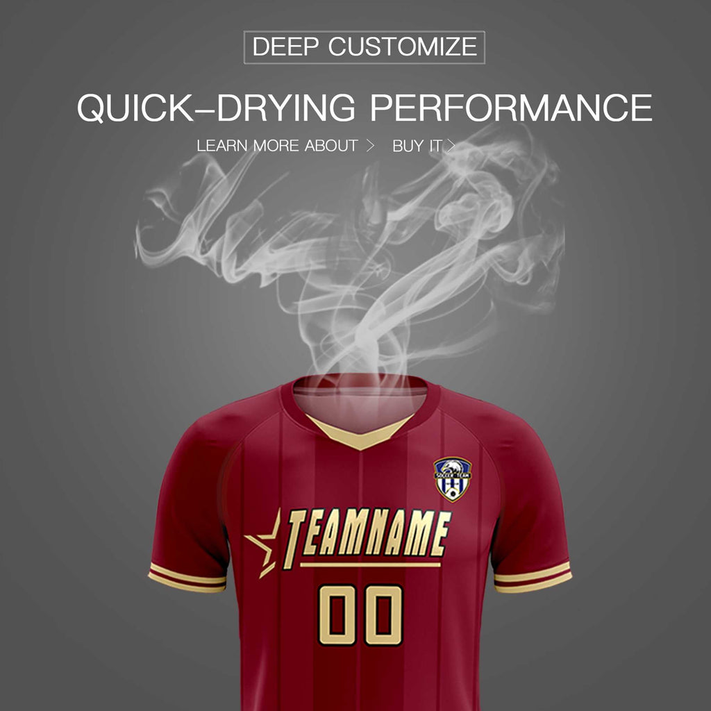 Custom Crimson Classic Striped Personalized Soccer Tops/Sets Jersey