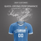Custom Light Blue Classic Striped Personalized Soccer Tops/Sets Jersey