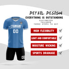 Custom Light Blue Classic Striped Personalized Soccer Tops/Sets Jersey