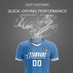 Custom Light Blue Classic Striped Personalized Soccer Tops/Sets Jersey