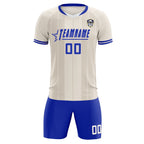 Custom Cream Classic Striped Personalized Soccer Tops/Sets Jersey