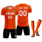 Custom Orange Classic Striped Personalized Soccer Tops/Sets Jersey