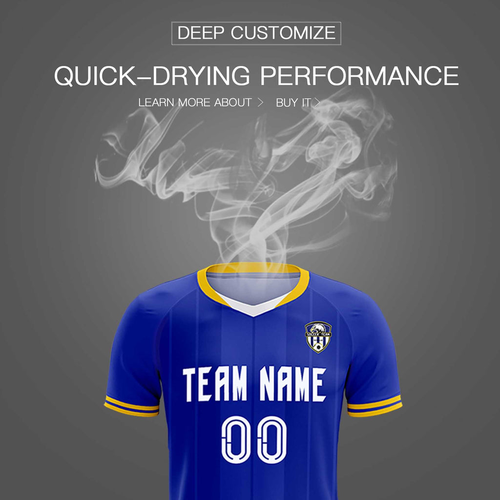 Custom Royal Classic Striped Personalized Soccer Tops/Sets Jersey