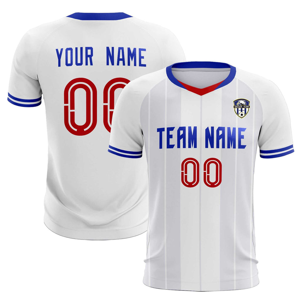Custom White Classic Striped Personalized Soccer Tops/Sets Jersey