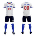 Custom White Classic Striped Personalized Soccer Tops/Sets Jersey