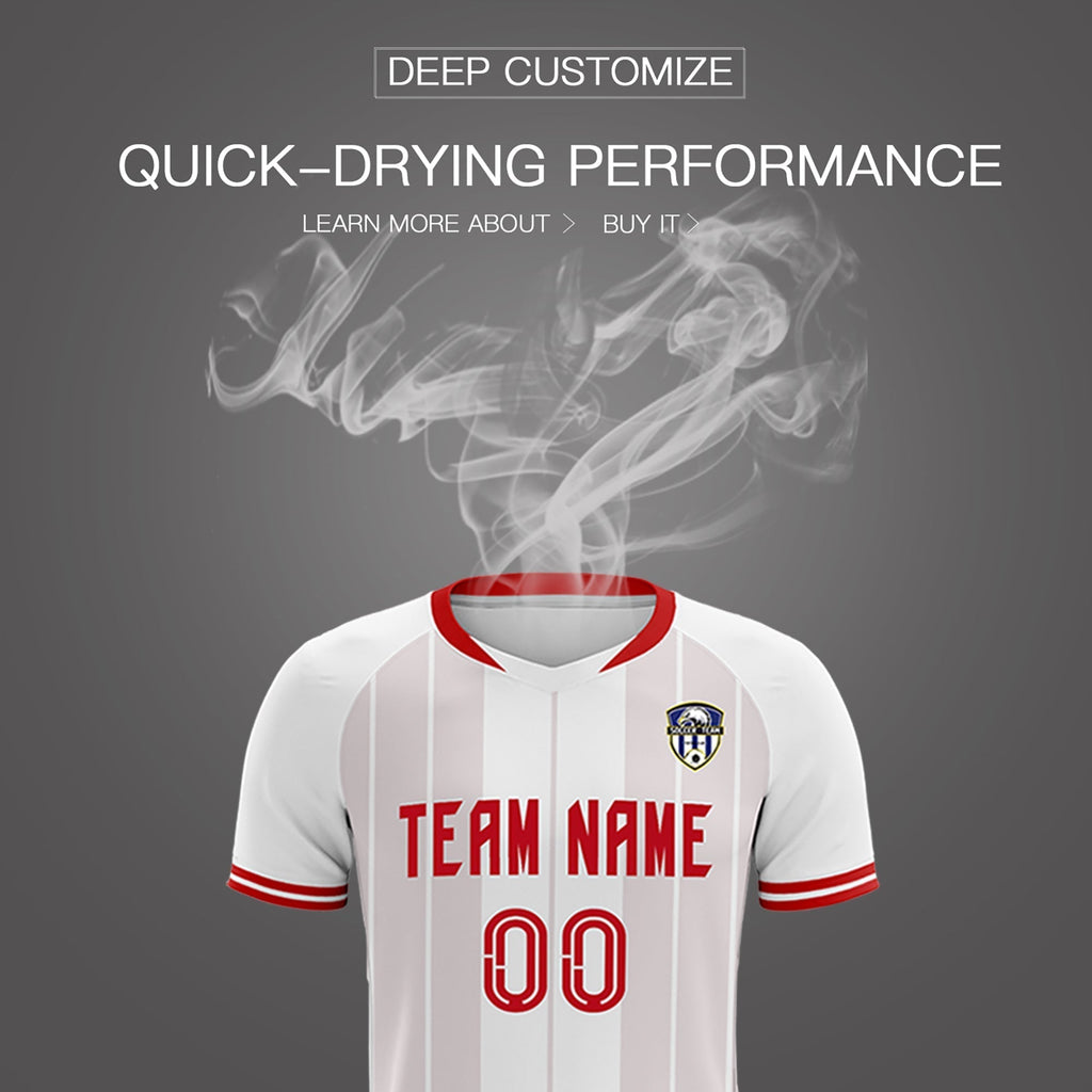 Custom White Classic Striped Personalized Soccer Tops/Sets Jersey