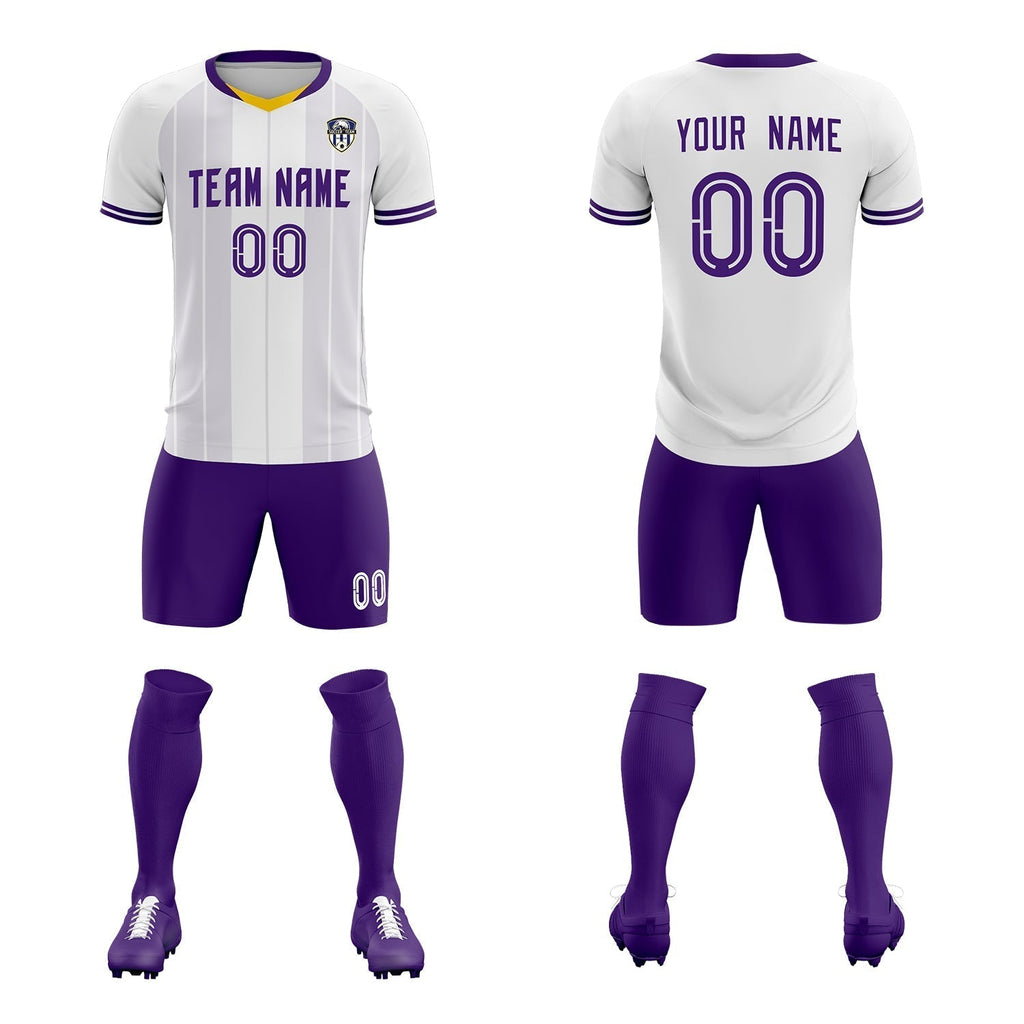 Custom White Classic Striped Personalized Soccer Tops/Sets Jersey