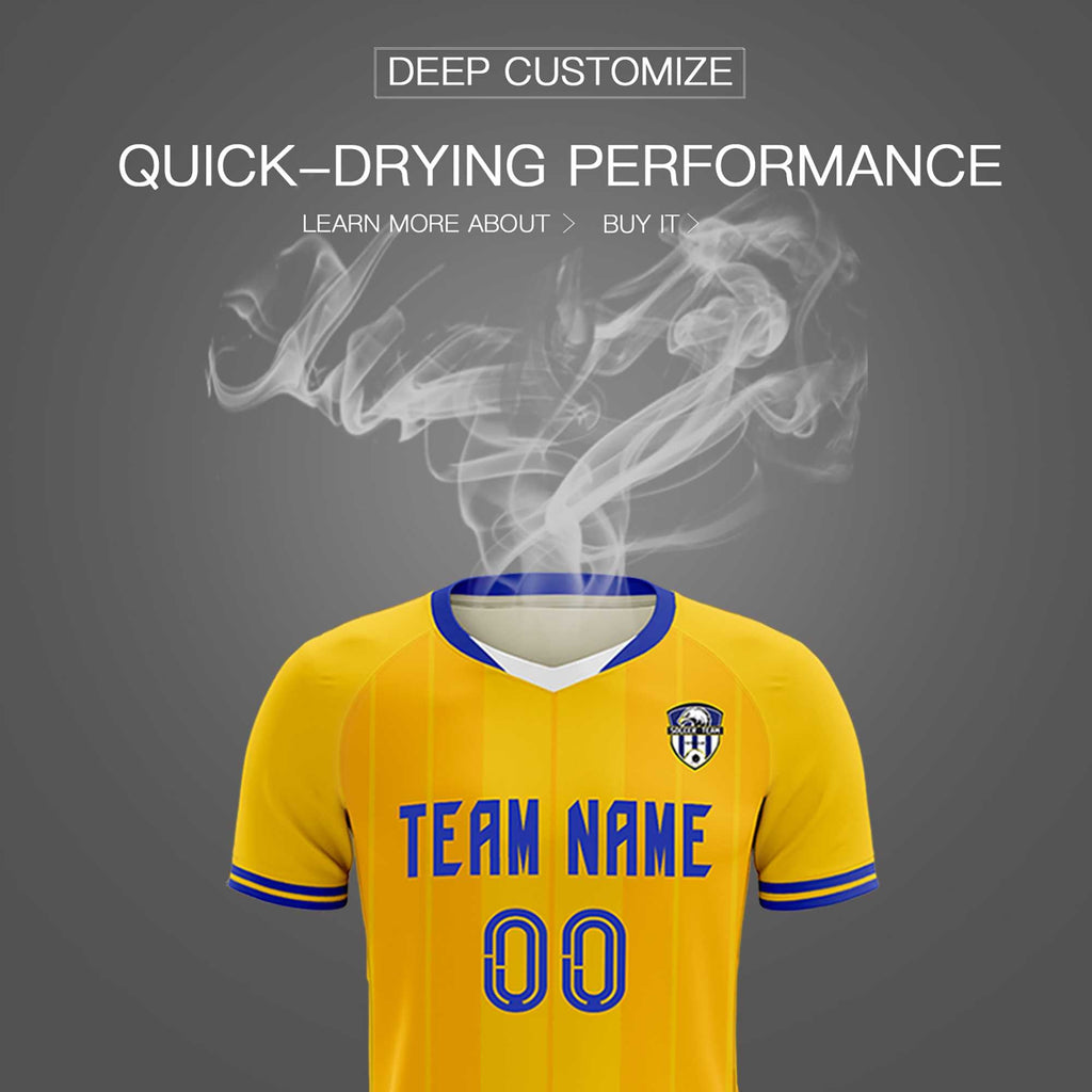 Custom Gold Classic Striped Personalized Soccer Tops/Sets Jersey