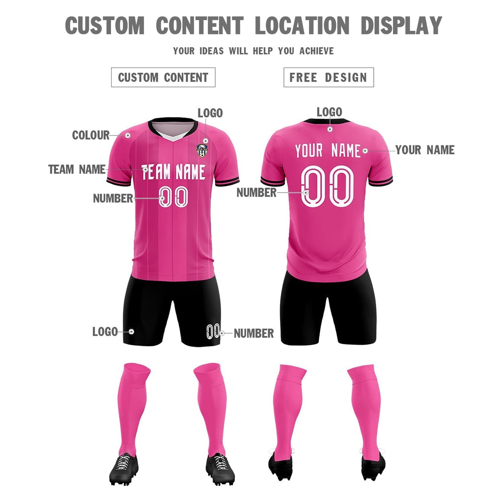 Custom Pink Classic Striped Personalized Soccer Tops/Sets Jersey